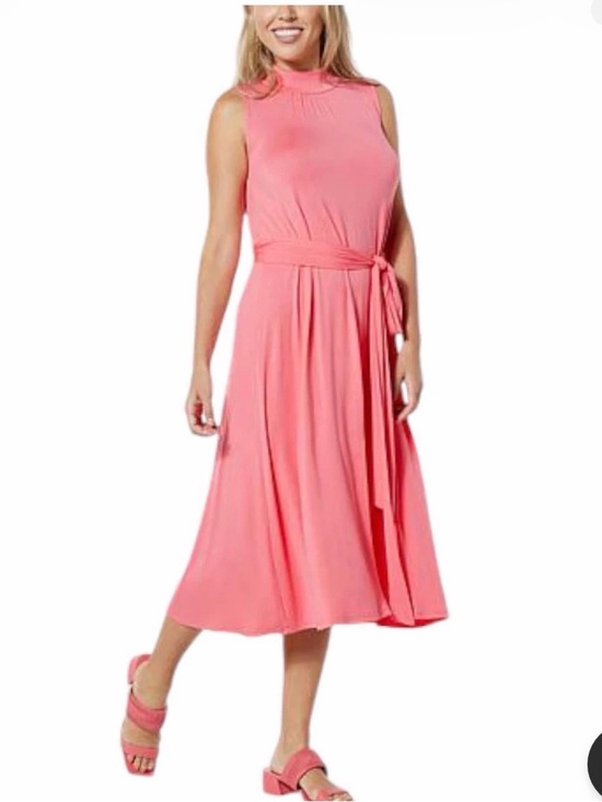 Dresses & Skirts - G by Giuliana Women's EcoLuxe Knit Slvless Mock Neck Midi Dress Pink XS